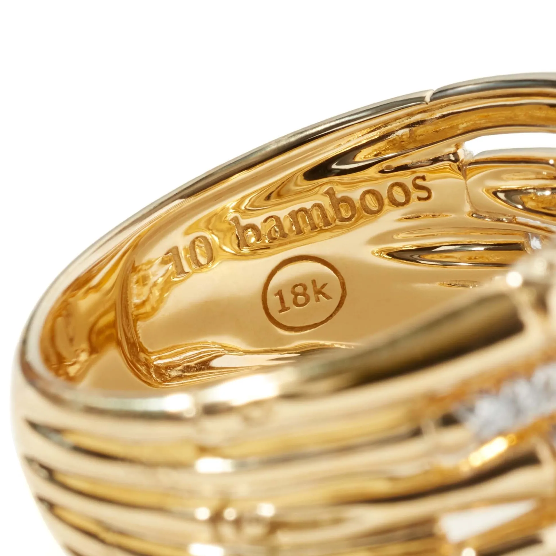 Women John Hardy Statement^Bamboo Band Ring, Gold, Diamonds, Wide