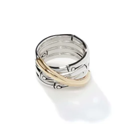 Women John Hardy Statement^Bamboo Crossover Ring, Sterling Silver, Gold