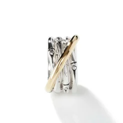 Women John Hardy Statement^Bamboo Crossover Ring, Sterling Silver, Gold
