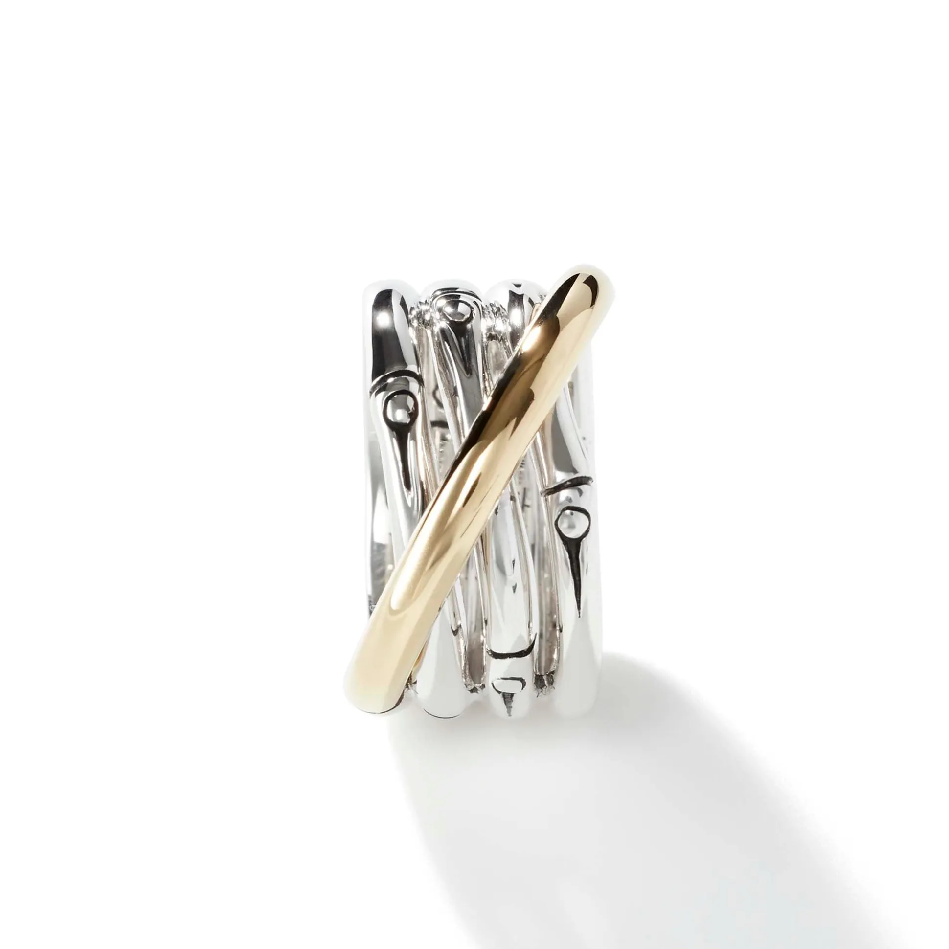 Women John Hardy Statement^Bamboo Crossover Ring, Sterling Silver, Gold