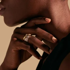 Women John Hardy Statement^Bamboo Crossover Ring, Sterling Silver, Gold