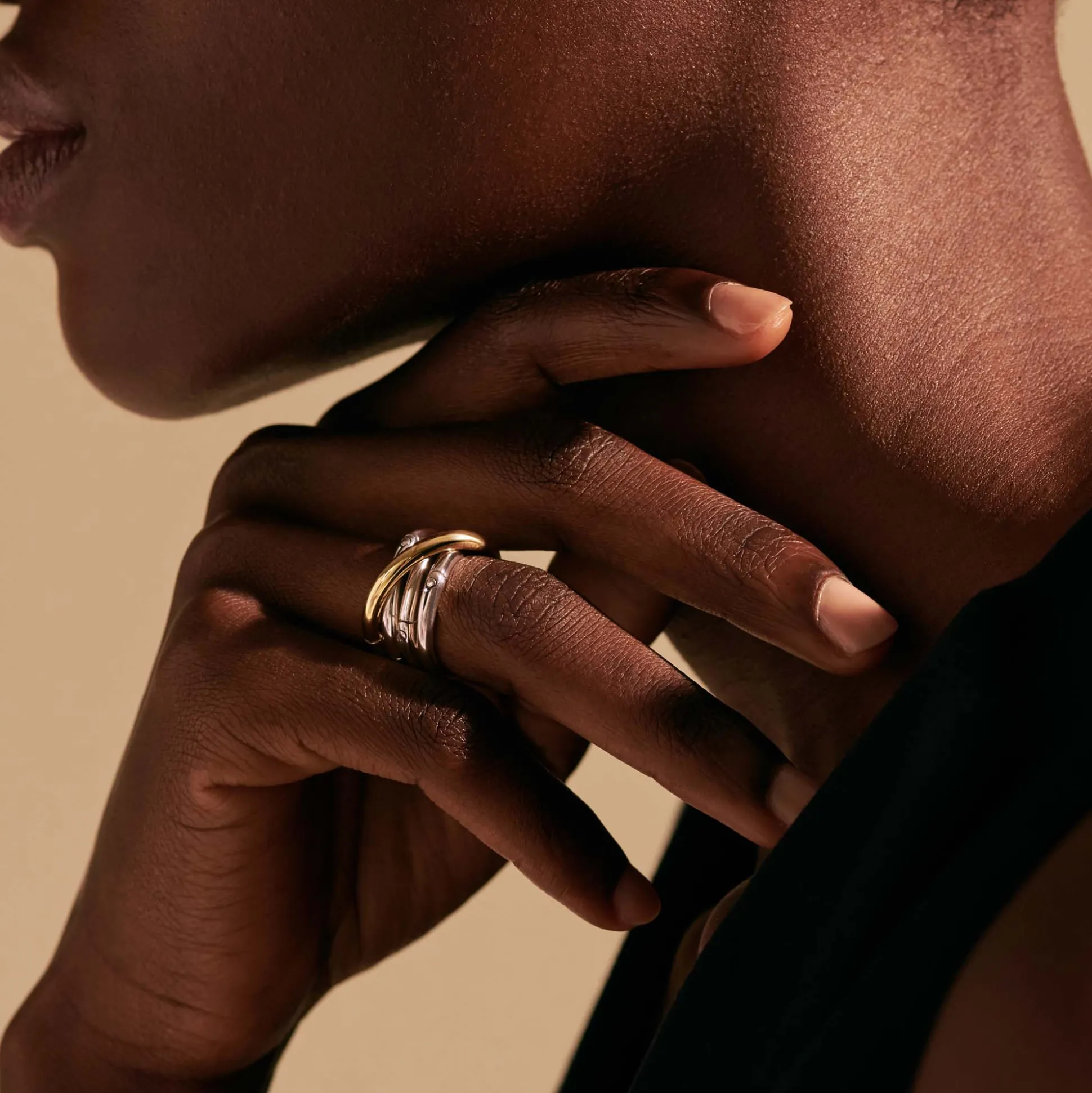 Women John Hardy Statement^Bamboo Crossover Ring, Sterling Silver, Gold