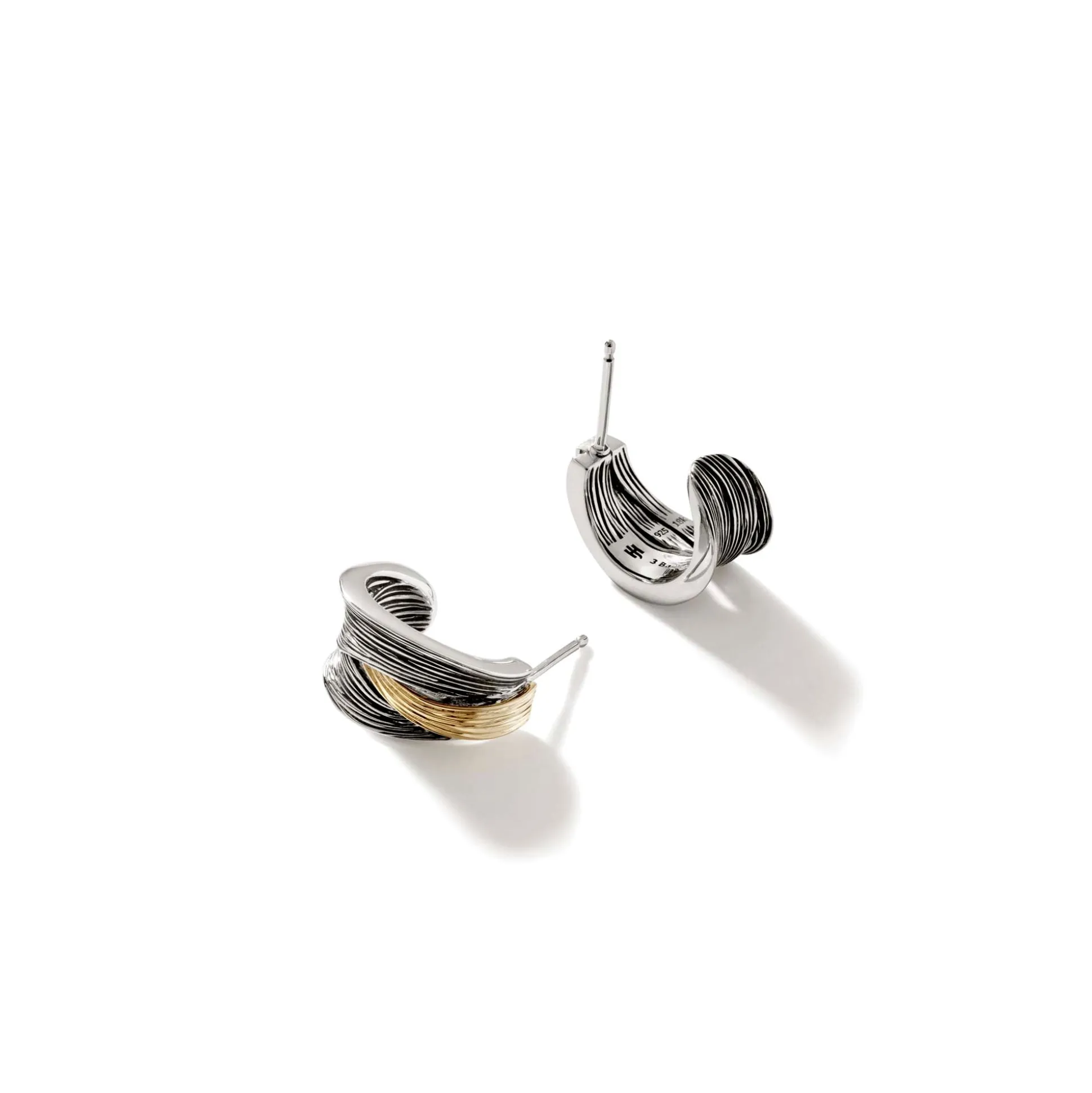 Women John Hardy Hoops^Bamboo J Hoop Earring, Gold, Sterling Silver