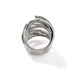 Women John Hardy Statement^Bamboo Ring, Silver, Pave, Wide