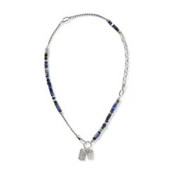 Men John Hardy Beads^Beaded Tag Necklace, Silver, Gemstones