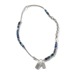 Men John Hardy Beads^Beaded Tag Necklace, Silver, Gemstones