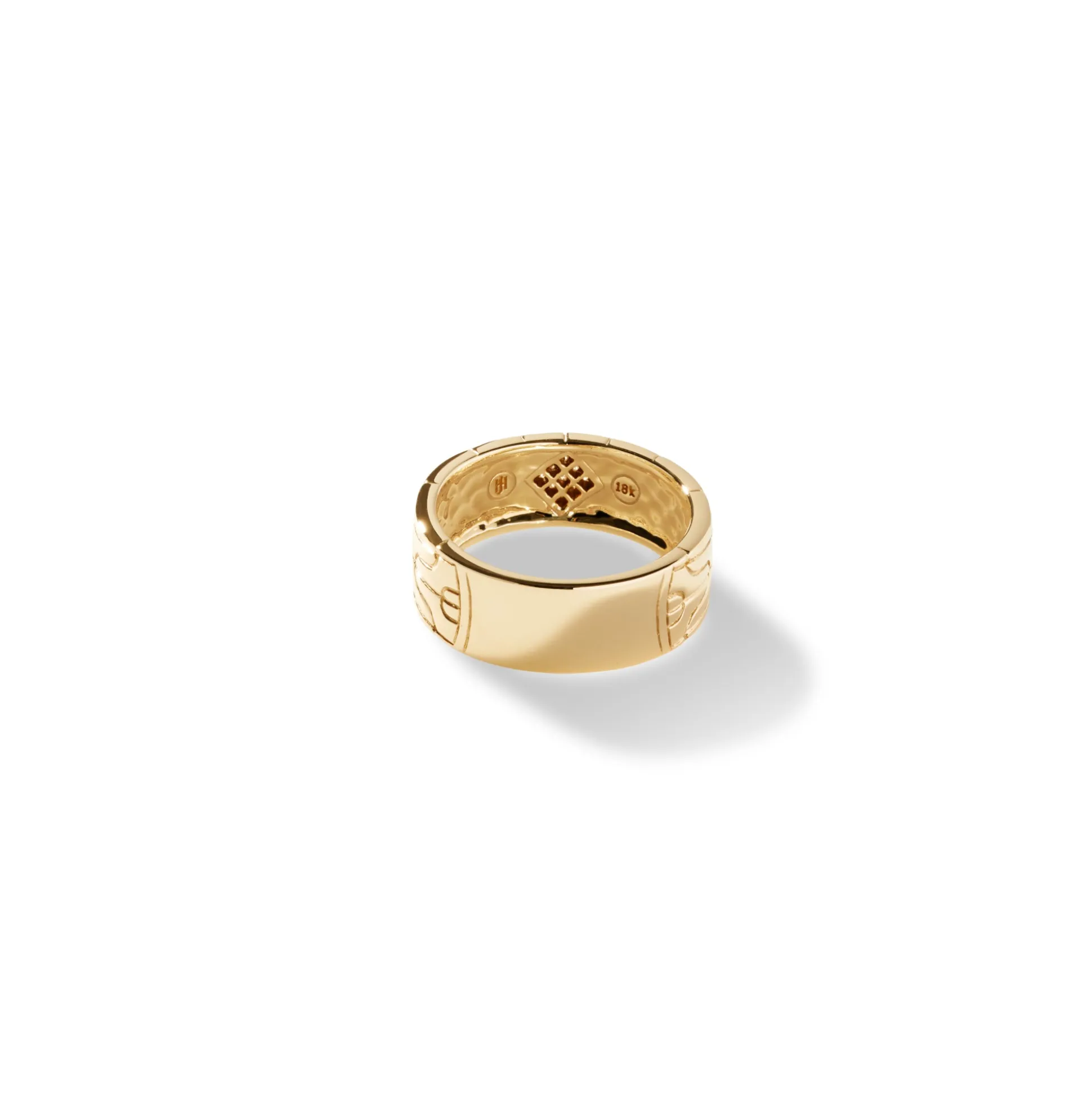 Men John Hardy Bands^Carved Chain Band Ring, Gold, Diamonds, Wide