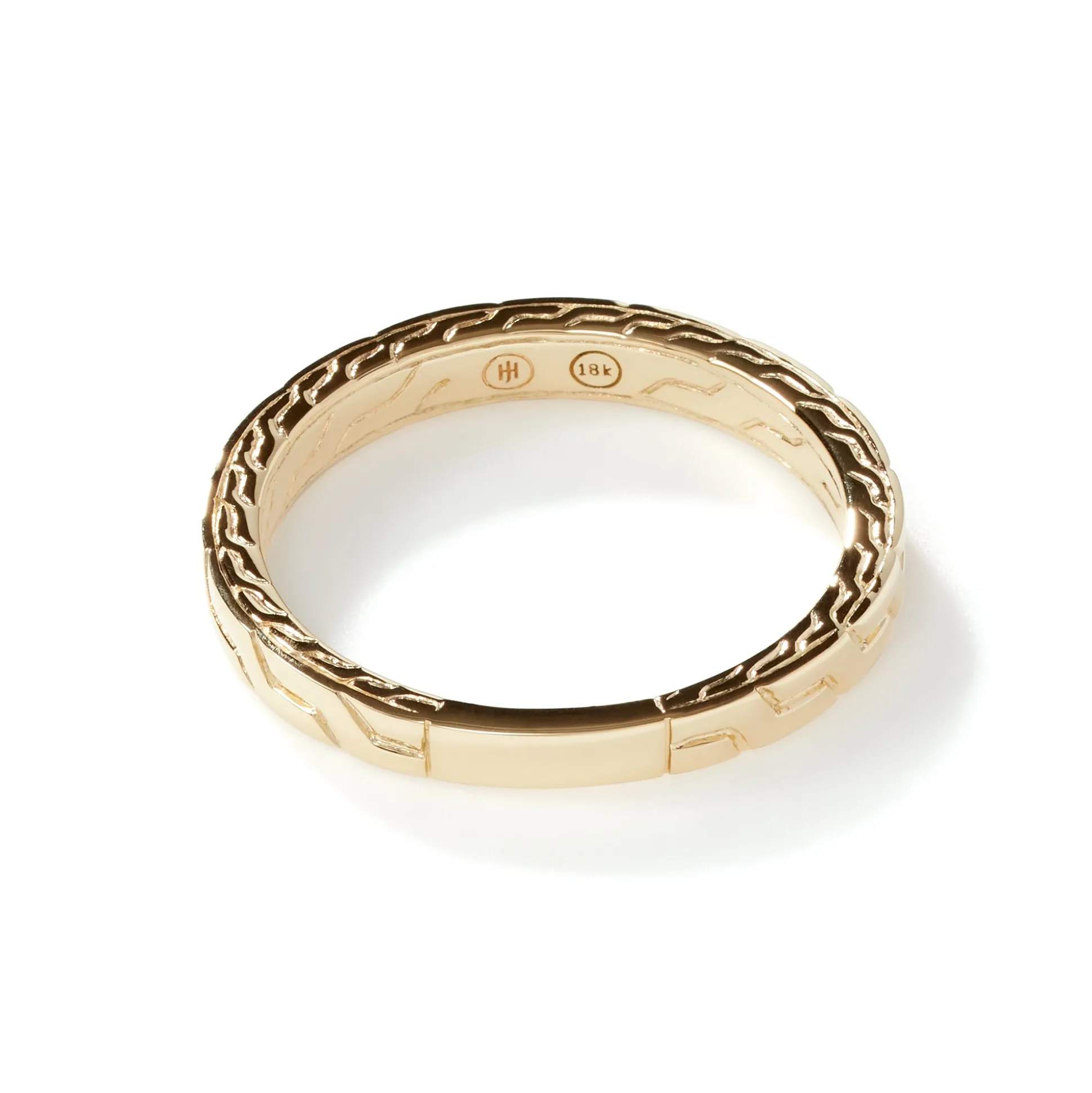 Men John Hardy Bands^Carved Chain Band Ring, Gold, Slim