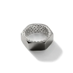 Men John Hardy Bands^Carved Chain Band Ring, Silver, Dark Silver