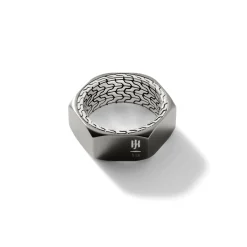 Men John Hardy Bands^Carved Chain Band Ring, Silver, Dark Silver