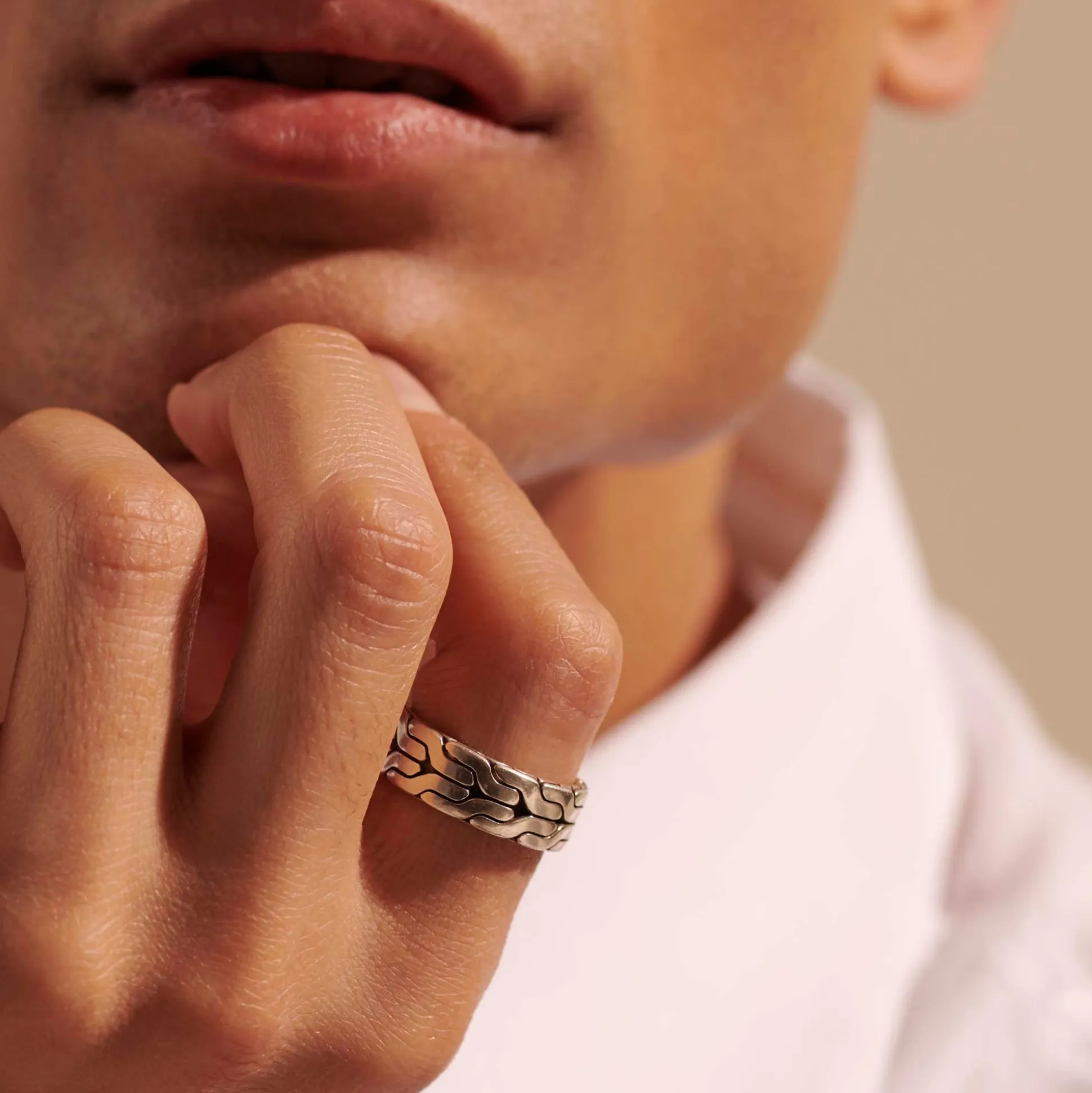 Men John Hardy Bands^Carved Chain Band Ring, Sterling Silver