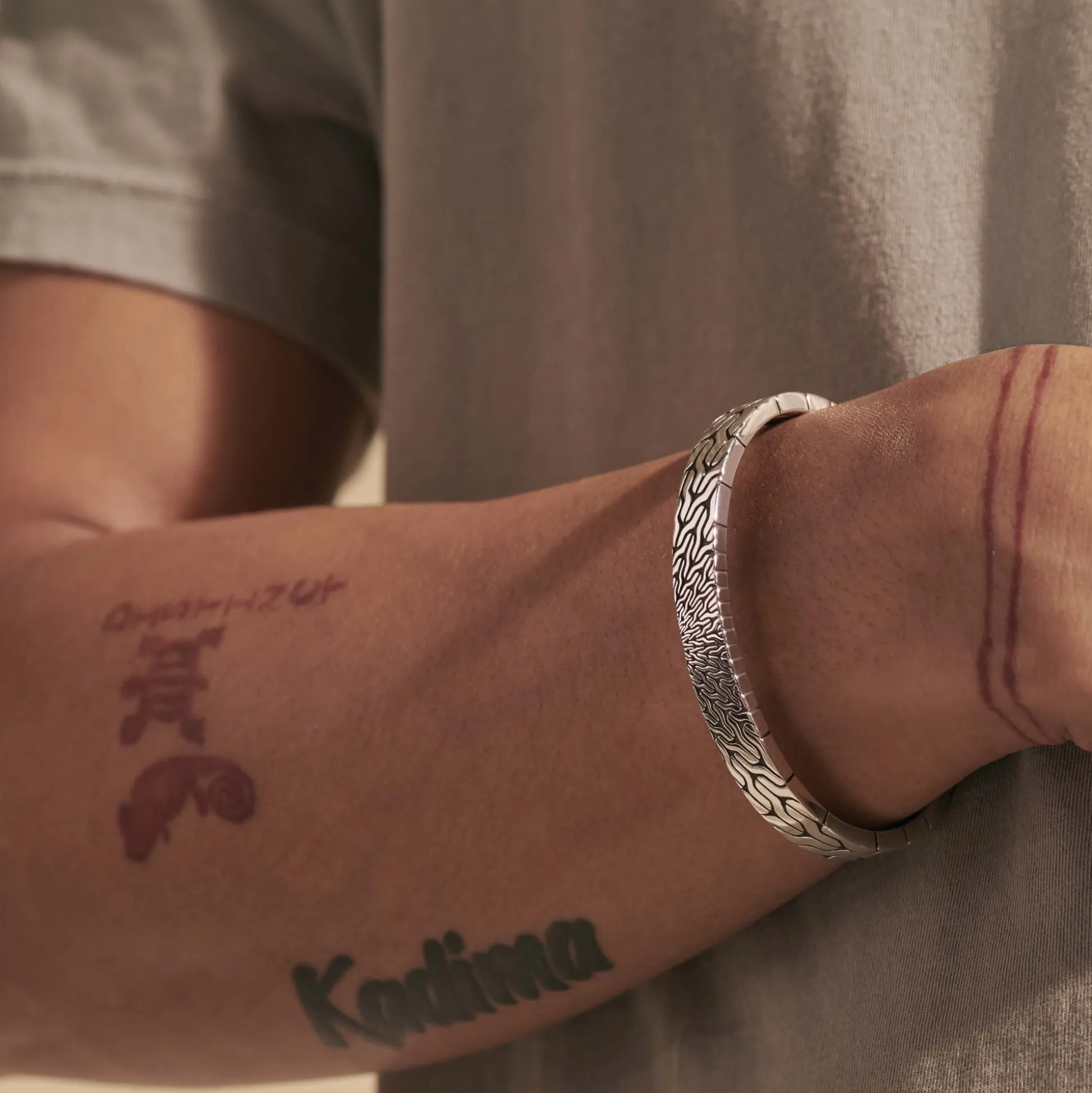 Men John Hardy Cuffs^Carved Chain Cuff, Sterling Silver, Slim