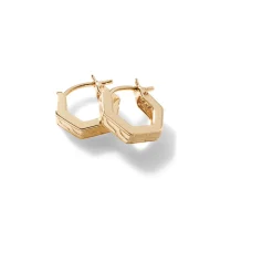 Women John Hardy Hoops^Carved Chain Geo Hoop Earring, Gold
