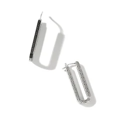 Women John Hardy Hoops^Carved Chain Hoop Earring, Silver, Pave
