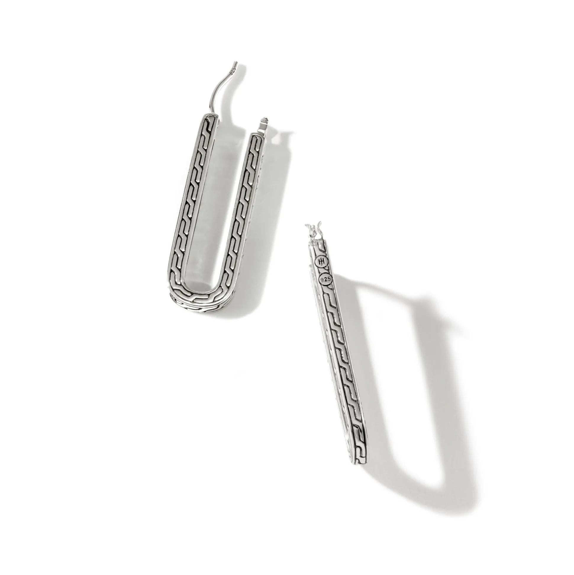 Women John Hardy Hoops^Carved Chain Hoop Earring, Silver, Pave