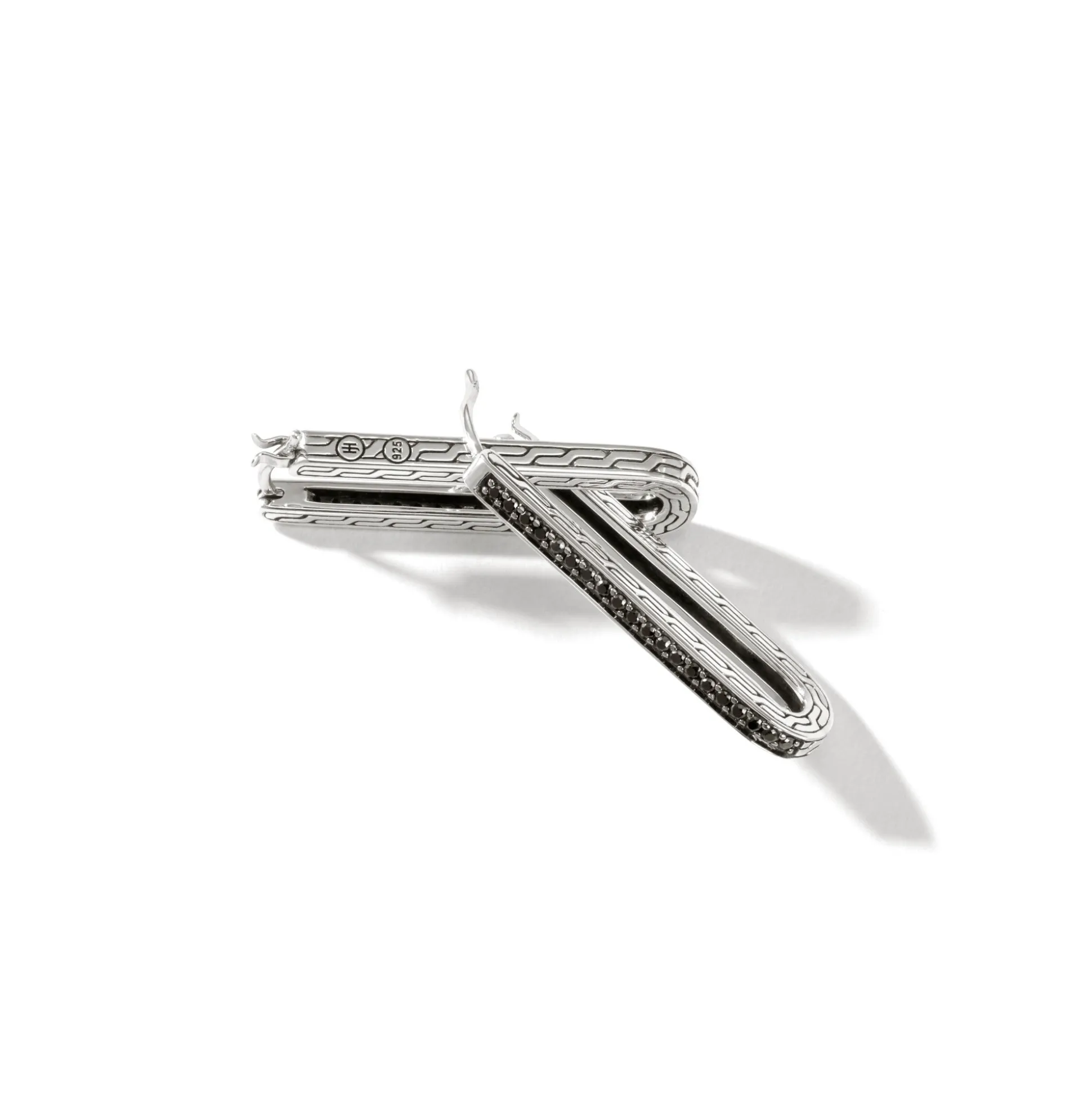 Women John Hardy Hoops^Carved Chain Hoop Earring, Silver, Pave