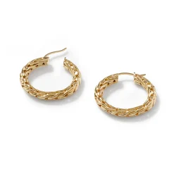 Women John Hardy Hoops^Carved Chain Hoop Earring, Gold, Small