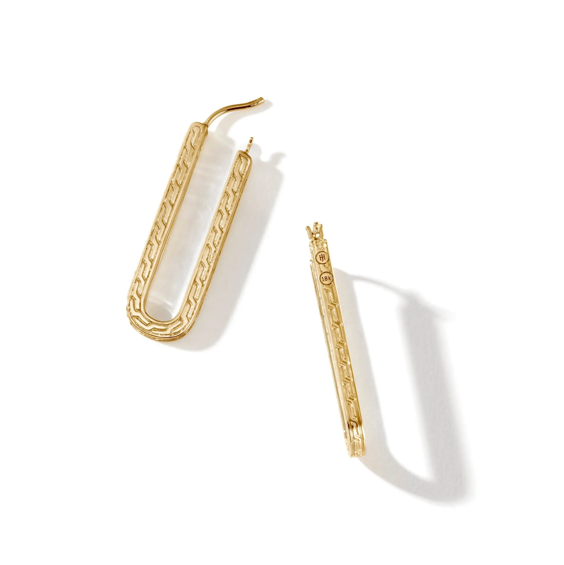 Women John Hardy Hoops^Carved Chain Hoop Earring, Gold, Diamonds