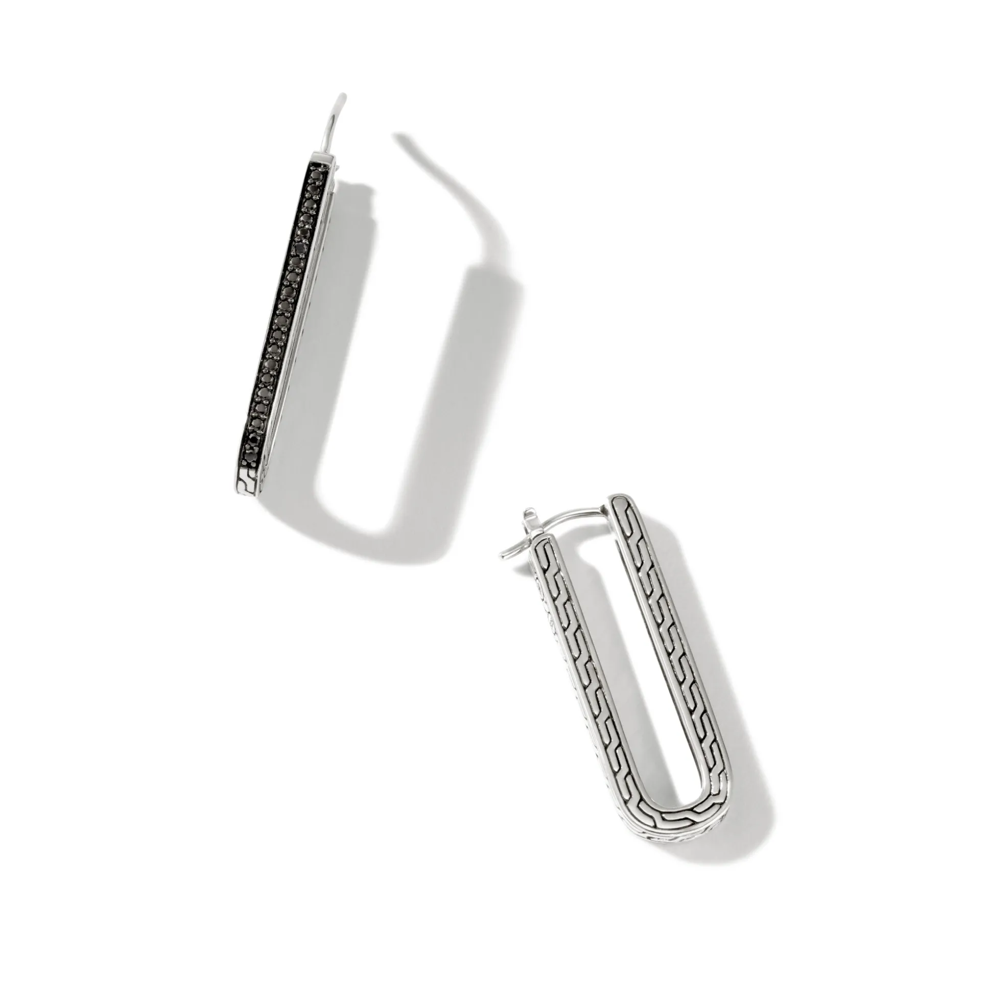 Women John Hardy Hoops^Carved Chain Hoop Earring, Gold, Diamonds