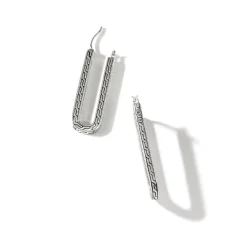 Women John Hardy Hoops^Carved Chain Hoop Earring, Gold, Diamonds
