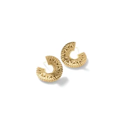 Women John Hardy Statement^Carved Chain J Hoop Earring, Gold