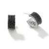 Women John Hardy Hoops^Carved Chain J Hoop Earring, Silver, Pave