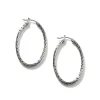 Women John Hardy Hoops^Carved Chain Oval Hoop Earring, Silver, Large