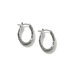 Women John Hardy Hoops^Carved Chain Oval Hoop Earring, Silver, Small
