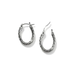 Women John Hardy Hoops^Carved Chain Oval Hoop Earring, Silver, Small