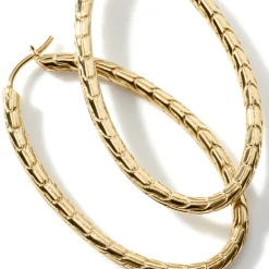 Women John Hardy Hoops^Carved Chain Oval Hoop Earring, Gold, Large