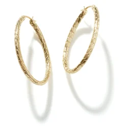 Women John Hardy Hoops^Carved Chain Oval Hoop Earring, Gold, Large