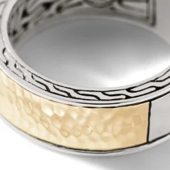 Men John Hardy Bands^Carved Chain Palu Band Ring, Silver, Gold