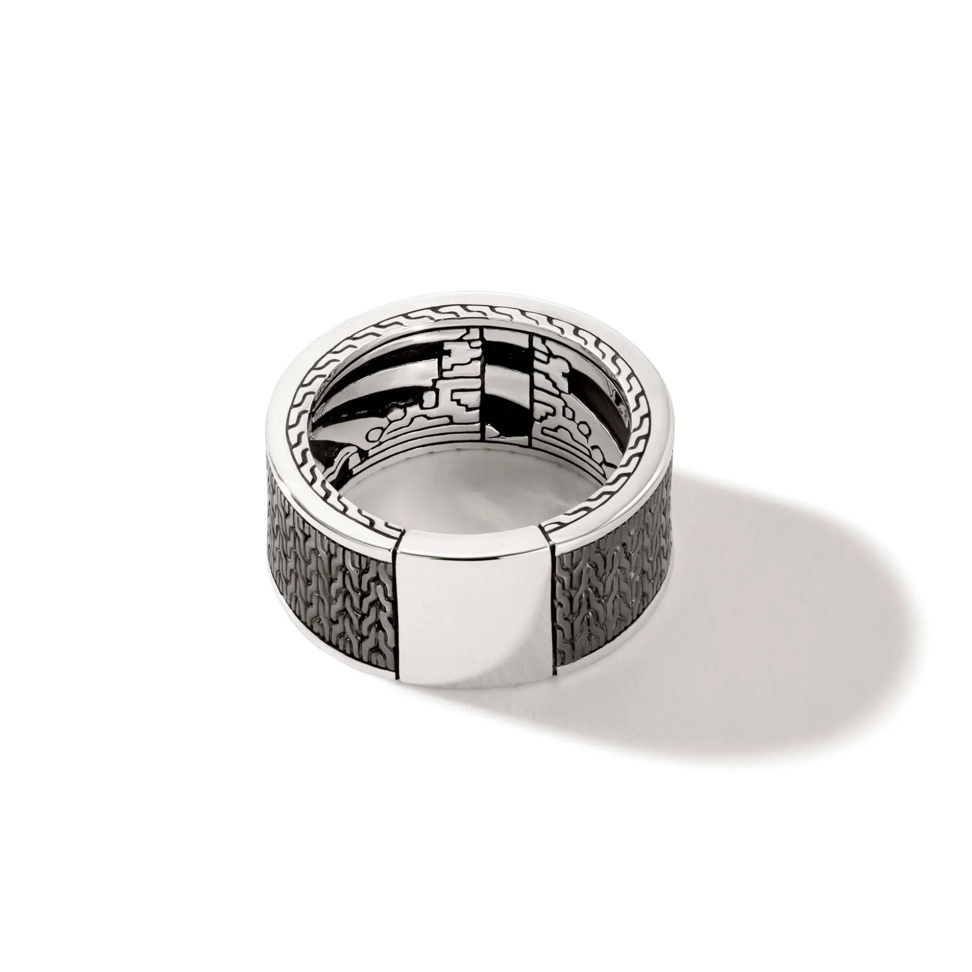 Men John Hardy Bands^Carved Chain Ring, Dark Silver, Gemstones