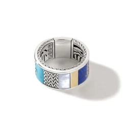 Men John Hardy Bands^Carved Chain Ring, Gold, Silver, Gemstones