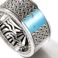 Men John Hardy Bands^Carved Chain Ring, Gold, Silver, Gemstones