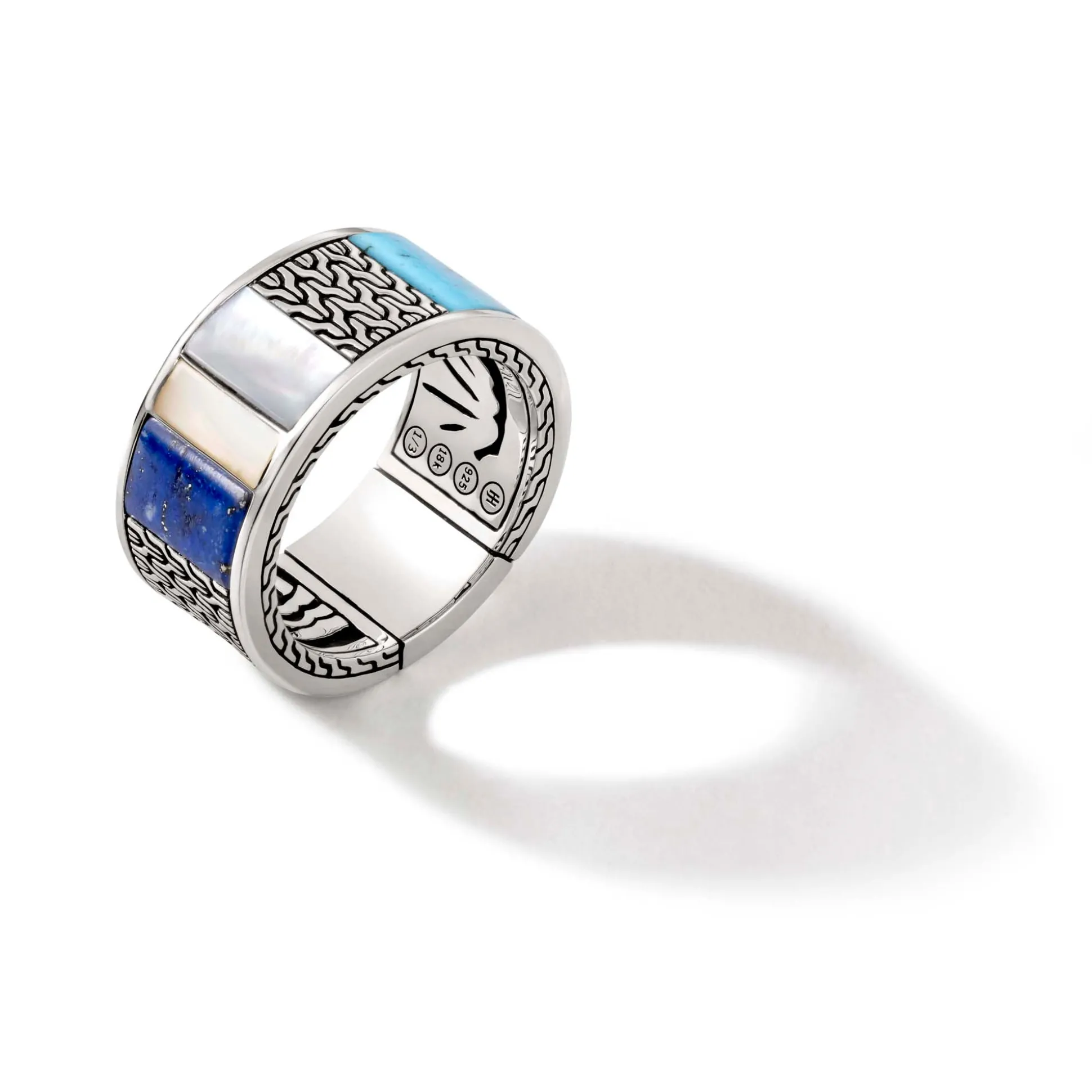 Men John Hardy Bands^Carved Chain Ring, Gold, Silver, Gemstones