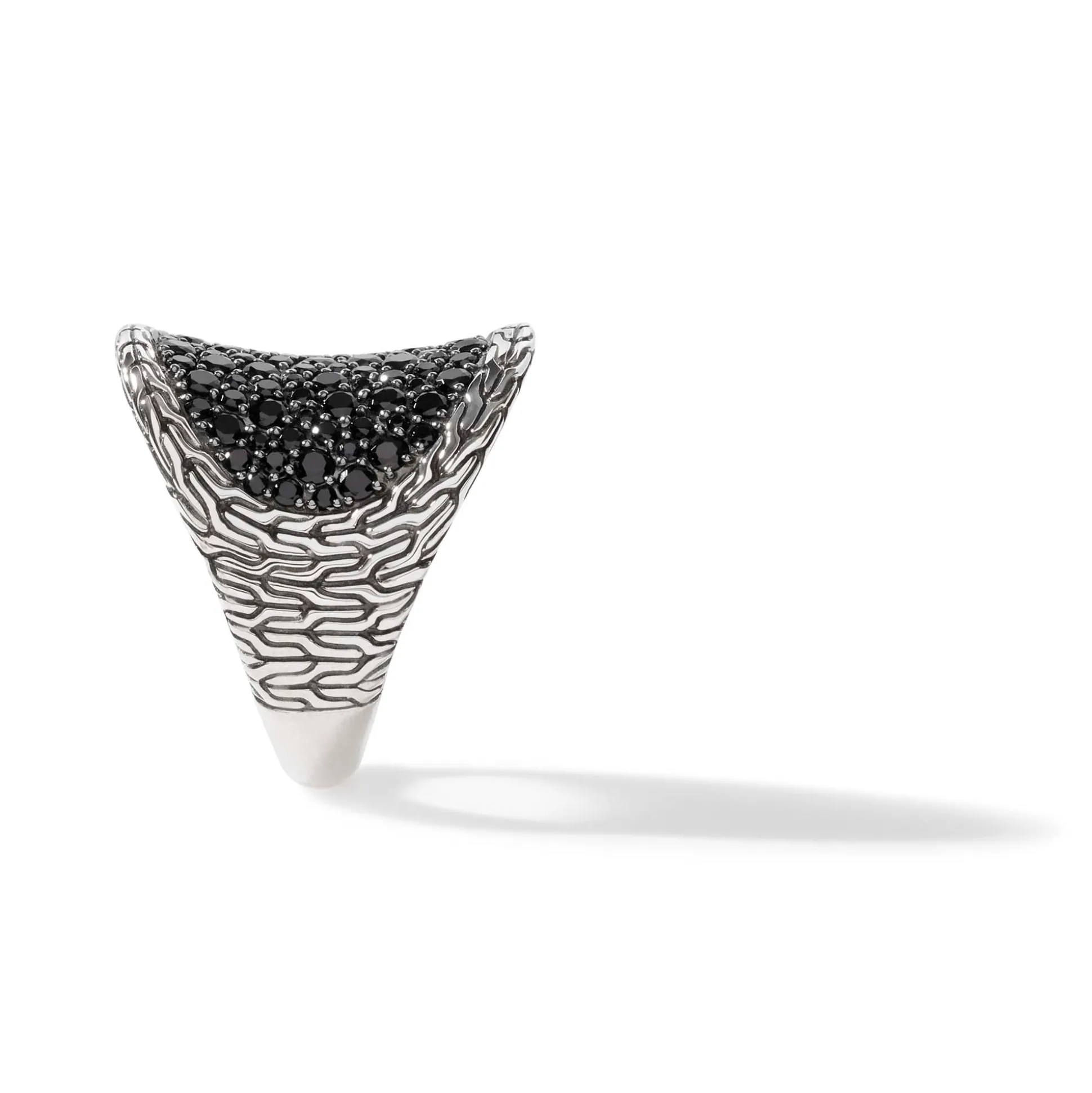 Women John Hardy Statement^Carved Chain Saddle Ring, Silver, Pave