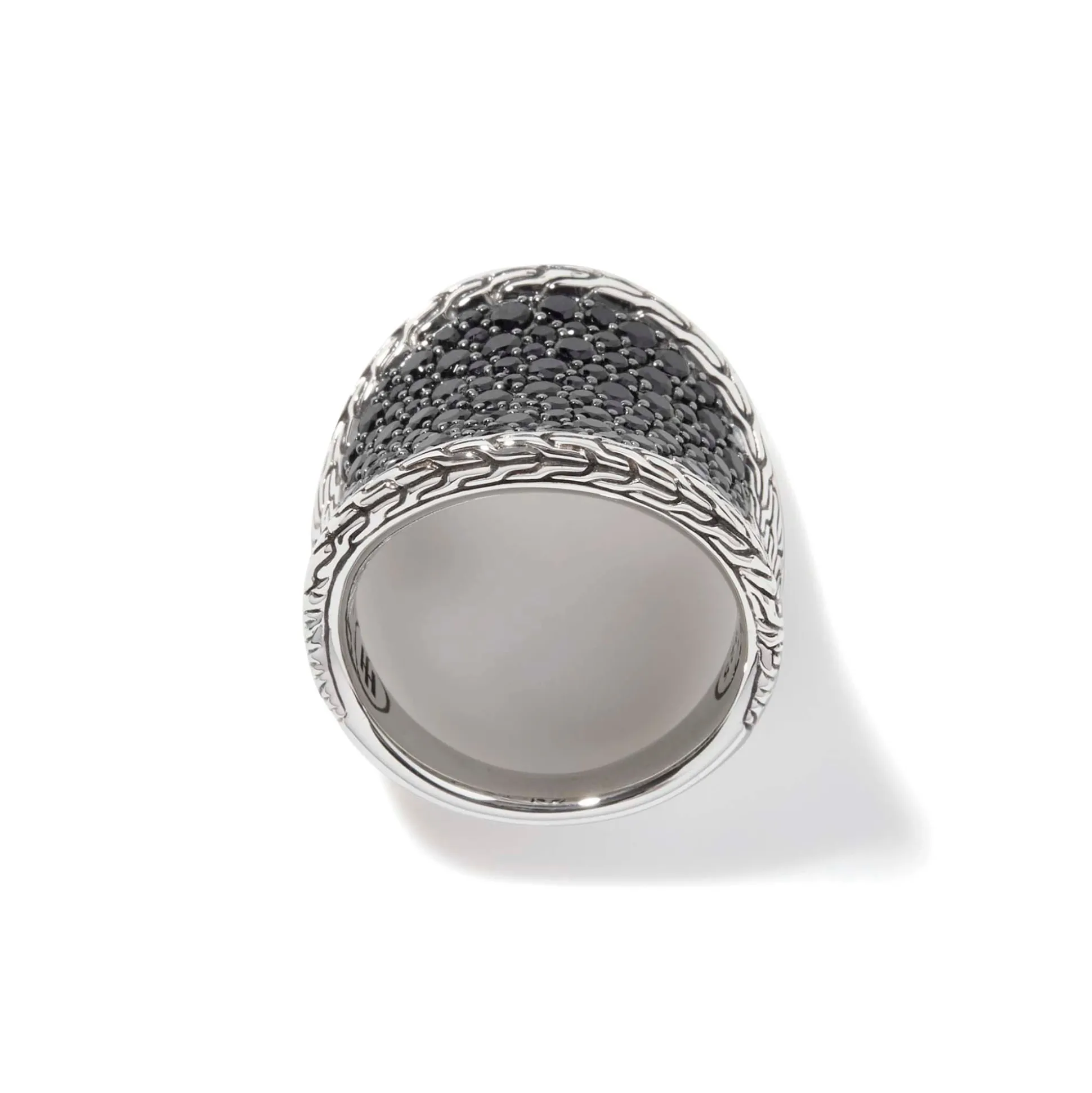 Women John Hardy Statement^Carved Chain Saddle Ring, Silver, Pave