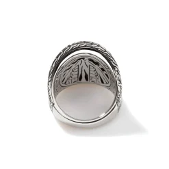 Women John Hardy Statement^Carved Chain Saddle Ring, Silver, Pave