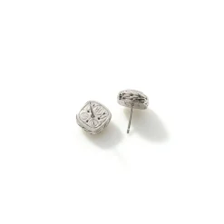 Women John Hardy Studs^Carved Chain Stud Earring, Silver, Pave