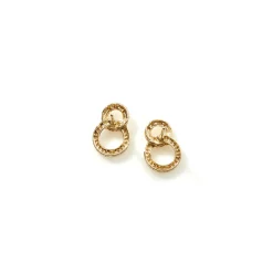 Women John Hardy Studs^Carved Chain Stud Earring, Gold, Diamonds