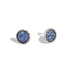 Men John Hardy Studs^Carved Chain Stud Earring, Silver, Pave