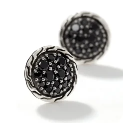 Men John Hardy Studs^Carved Chain Stud Earring, Silver, Pave