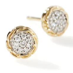 Men John Hardy Studs^Carved Chain Stud Earring, Gold, Diamonds