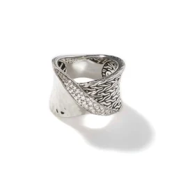 Women John Hardy Statement^Carved Chain Twisted Ring, Silver, Diamonds