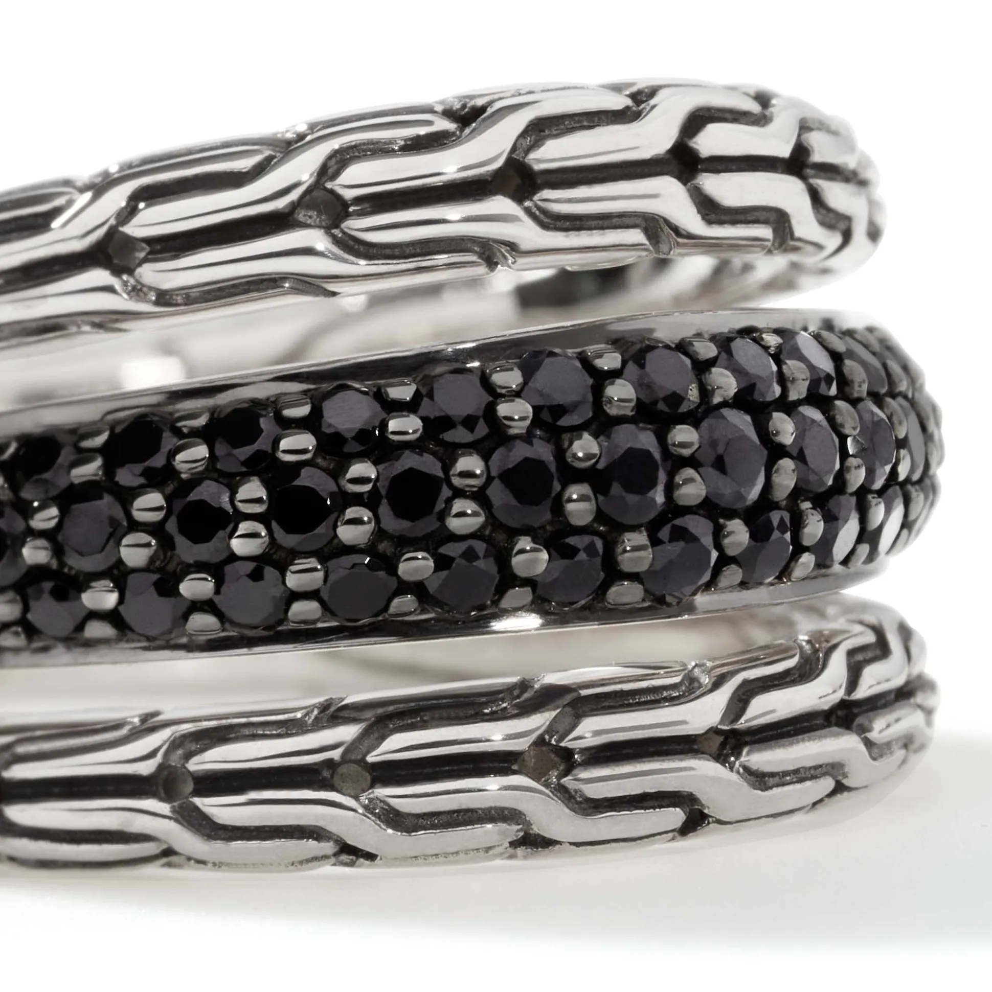Women John Hardy Bands^Carved Multiband Ring, Silver, Pave