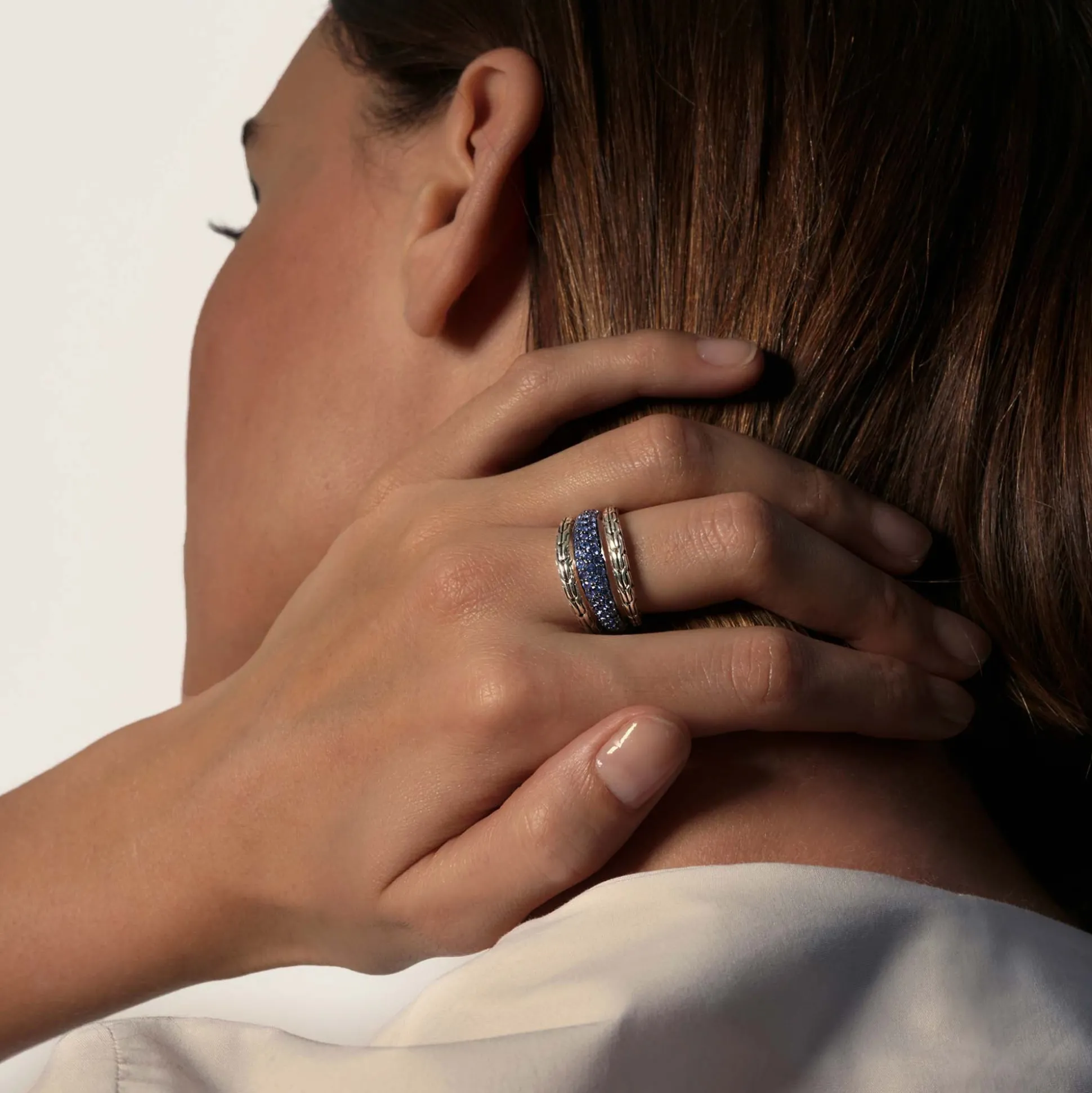 Women John Hardy Bands^Carved Multiband Ring, Silver, Pave