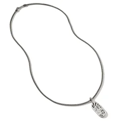 Men John Hardy Tags & Pendants^Carved Tag Necklace, Dark Silver, Gemstones