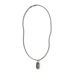 Men John Hardy Tags & Pendants^Carved Tag Necklace, Dark Silver, Gemstones