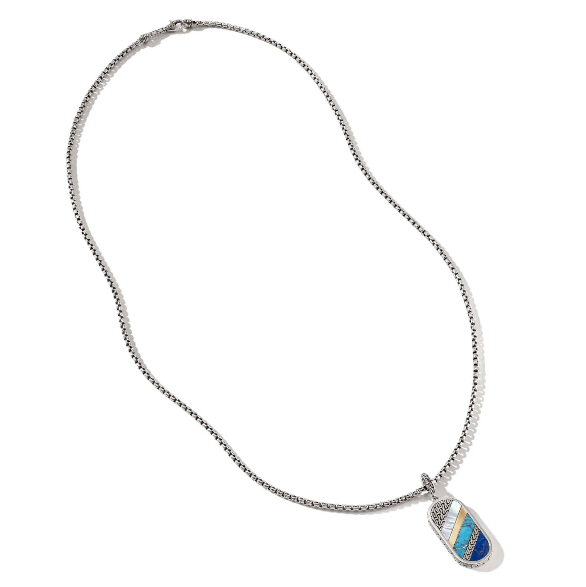 Men John Hardy Tags & Pendants^Carved Tag Necklace, Dark Silver, Gemstones